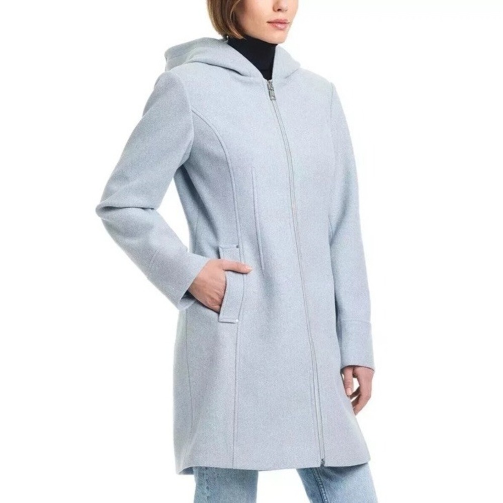 Vince Camuto Ladies' Hooded Full-Zip Jacket Large Light Blue Pea Coat